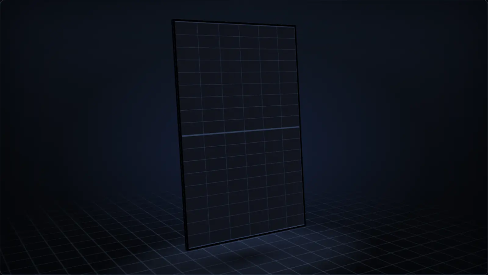 Painel solar de células pretas com moldura de alumínio, em ilustração 3D